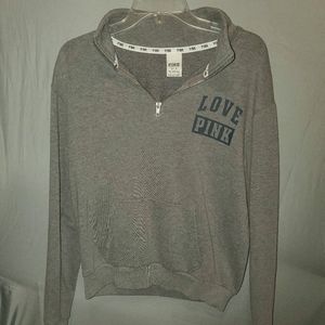 🌚 Grey PINK Half Zip Pullover  🌚